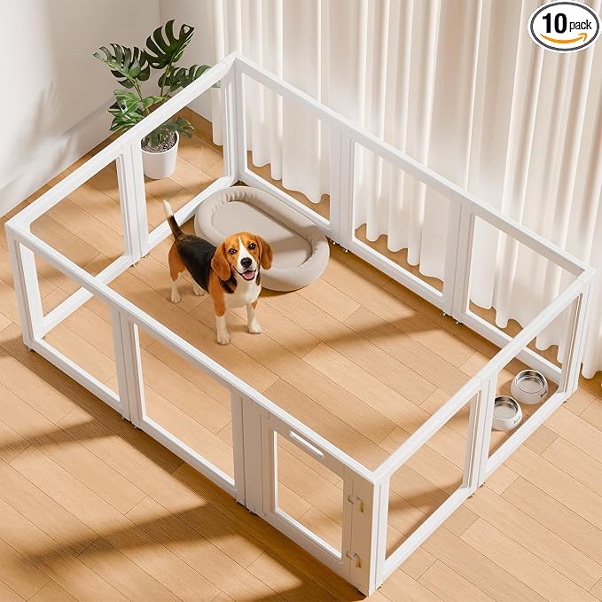 EVOTAILS Clear Acrylic Dog Playpen - Transparent Dog Play Pen