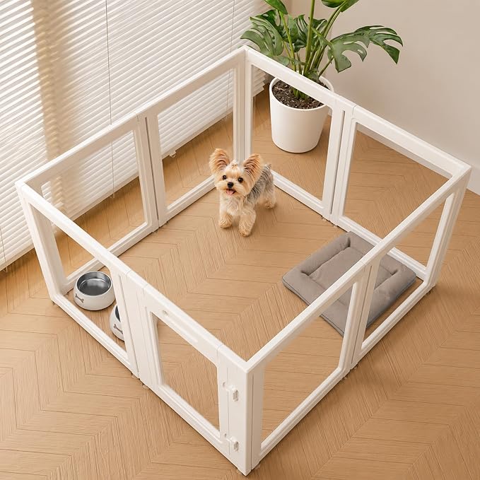 EVOTAILS Clear Acrylic Dog Playpen - Transparent Dog Play Pen