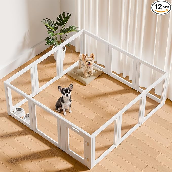 EVOTAILS Clear Acrylic Dog Playpen - Transparent Dog Play Pen
