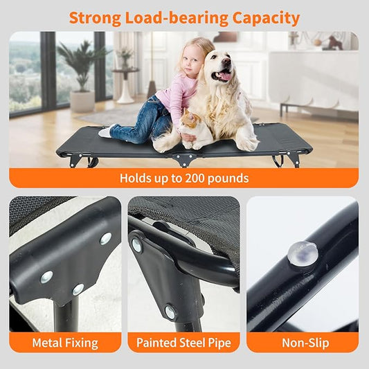 Elevated Dog Bed for Large Pet with No - Slip Feet, Foldable Portable Washable Raised Bed for - Evotails