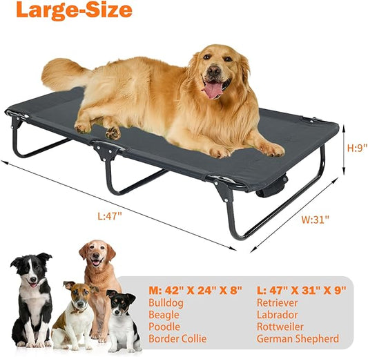 Elevated Dog Bed for Large Pet with No - Slip Feet, Foldable Portable Washable Raised Bed for - Evotails
