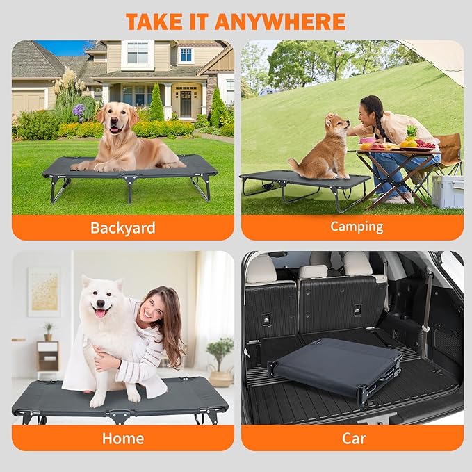 Elevated Dog Bed for Large Pet with No - Slip Feet, Foldable Portable Washable Raised Bed for - Evotails