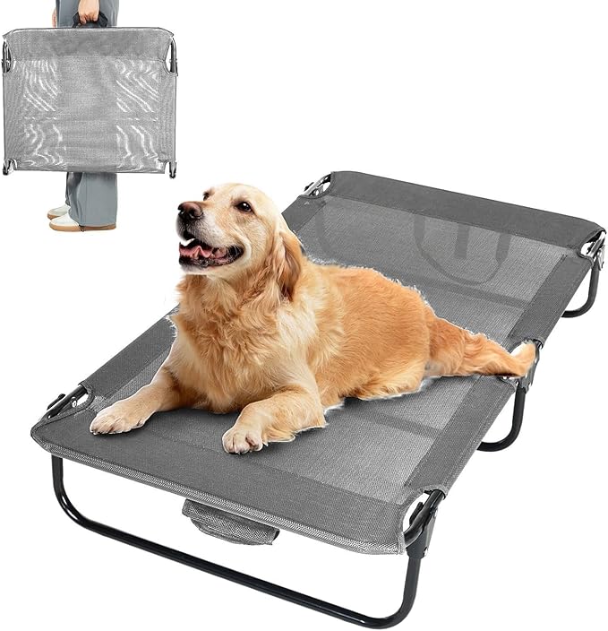 Elevated Dog Bed for Large Pet with No - Slip Feet, Foldable Portable Washable Raised Bed for - Evotails