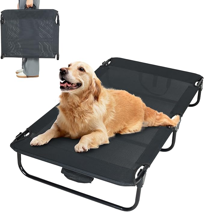 Elevated Dog Bed for Large Pet with No - Slip Feet, Foldable Portable Washable Raised Bed for - Evotails